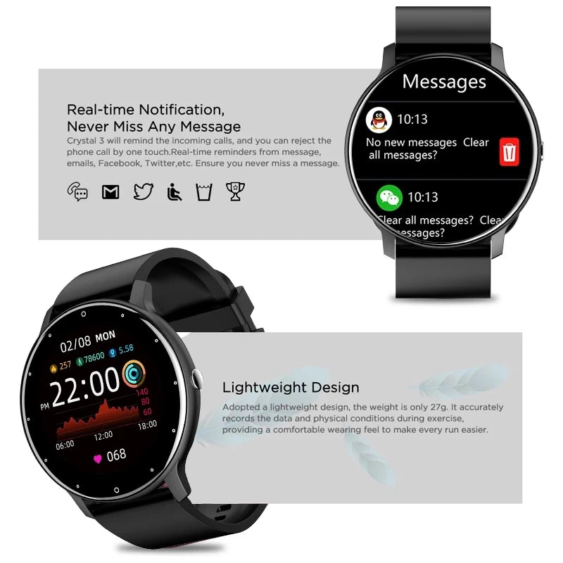Montre connectée LIGE 2025 pour hommes et femmes, étanche, avec moniteur de fréquence cardiaque pour xiaomi android