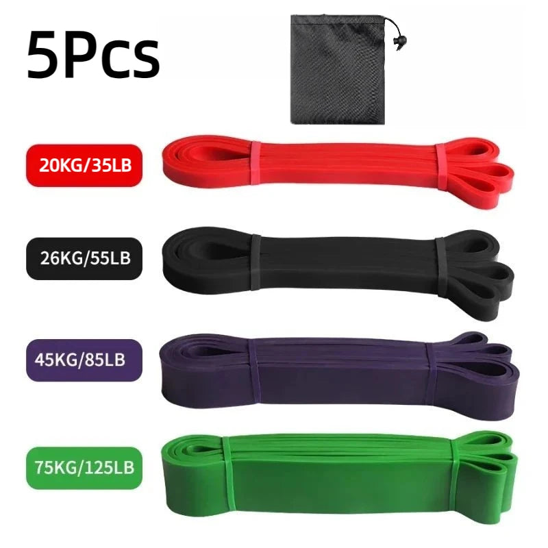 Lot de 5 bandes élastiques de resistance en TPE pour entrainement de force, sport, fitness, yoga