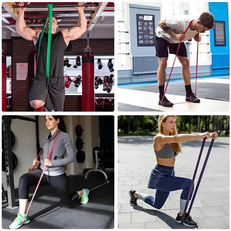 Lot de 5 bandes élastiques de resistance en TPE pour entrainement de force, sport, fitness, yoga