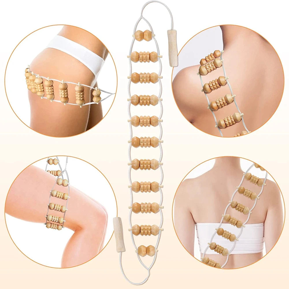 Outil de massage thérapeutique en bois, drainage lymphatique.
