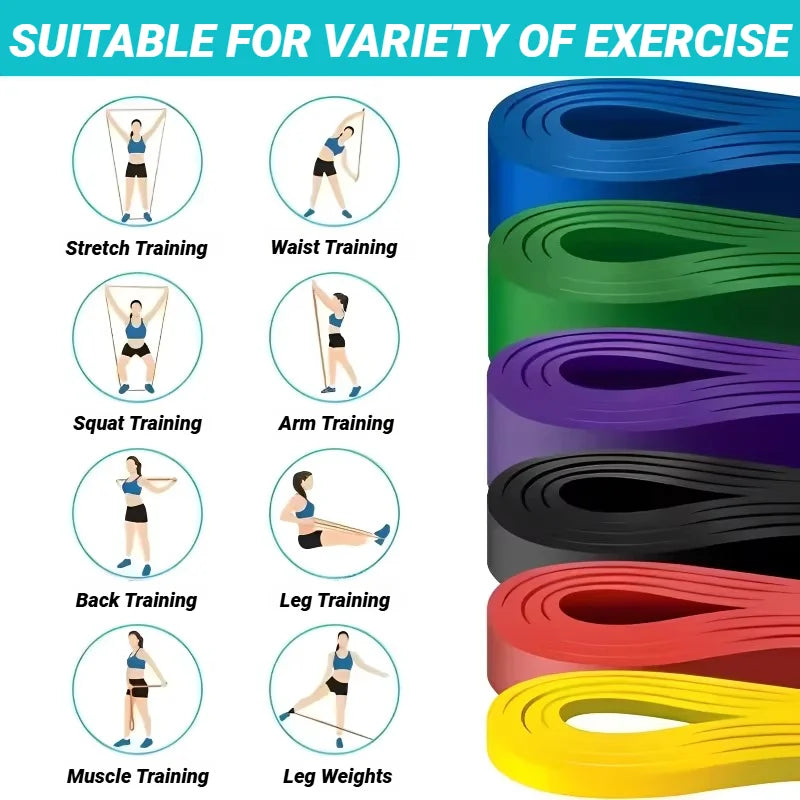 Lot de 5 bandes élastiques de resistance en TPE pour entrainement de force, sport, fitness, yoga