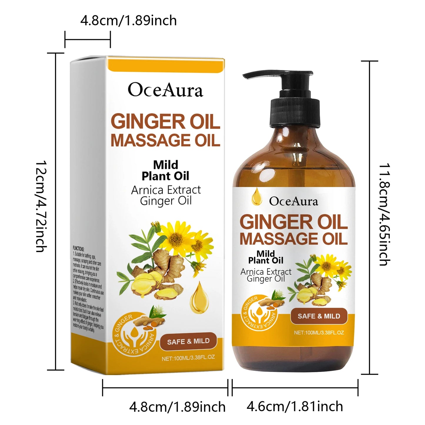 Huile essentielle relaxante pour le corps huile de massage au gingembre.