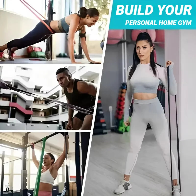 Lot de 5 bandes élastiques de resistance en TPE pour entrainement de force, sport, fitness, yoga