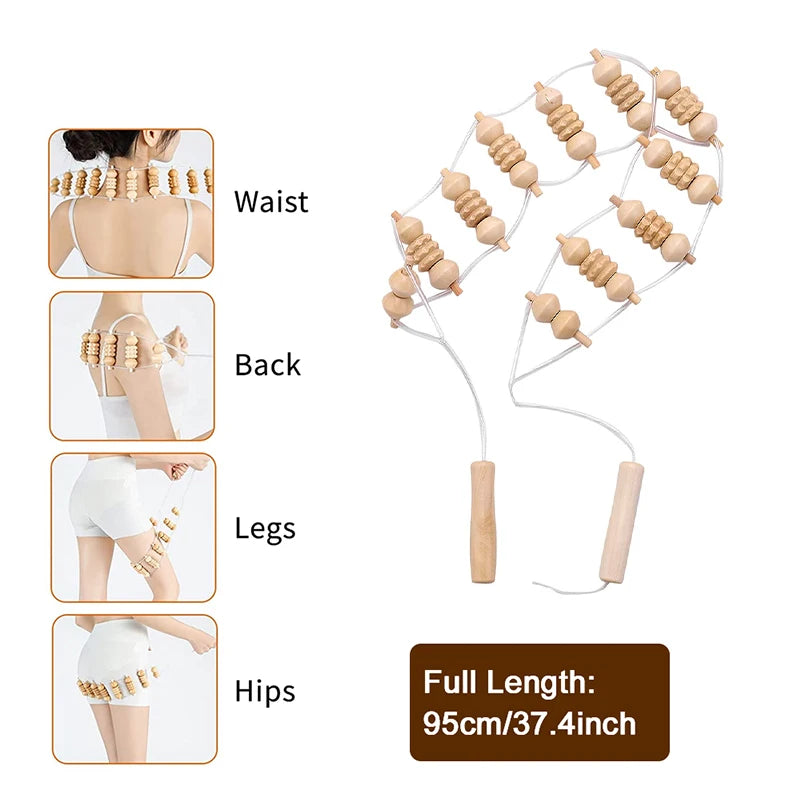 Outil de massage thérapeutique en bois, drainage lymphatique.