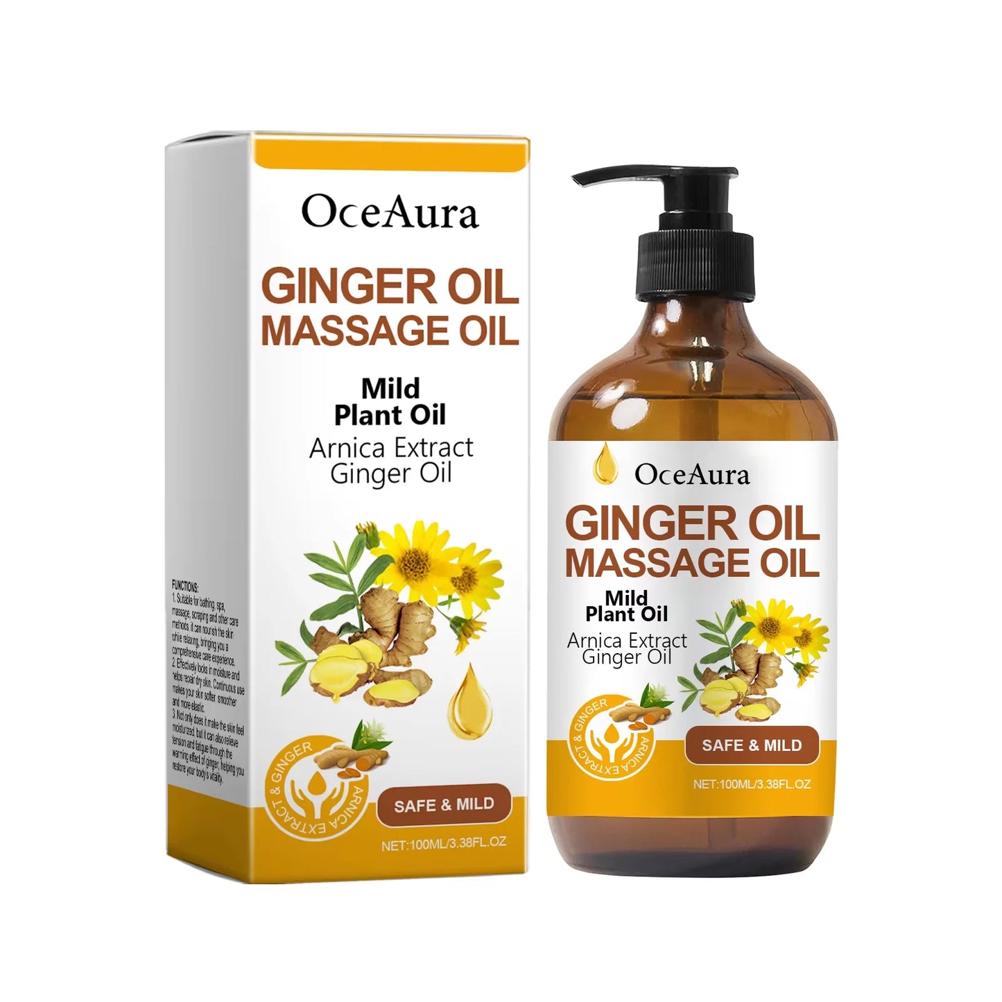 Huile essentielle relaxante pour le corps huile de massage au gingembre.
