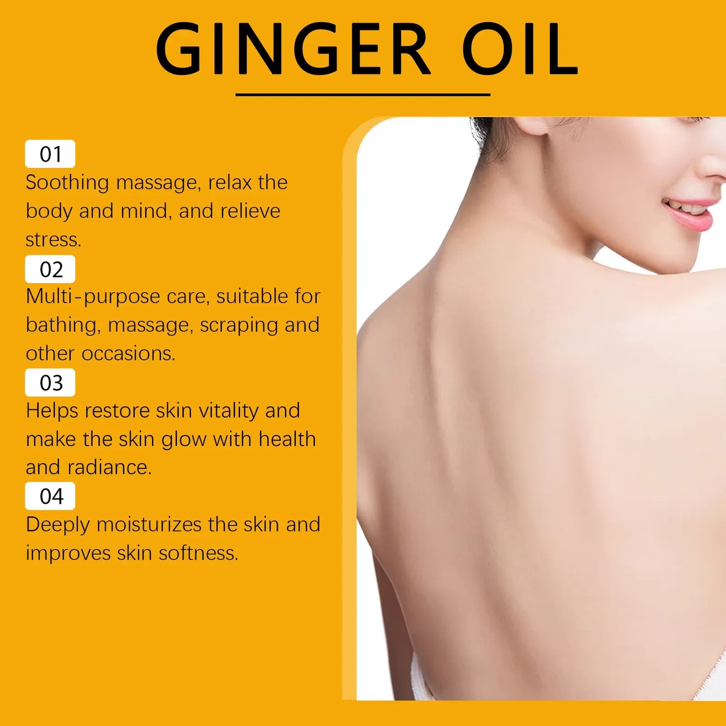 Huile essentielle relaxante pour le corps huile de massage au gingembre.