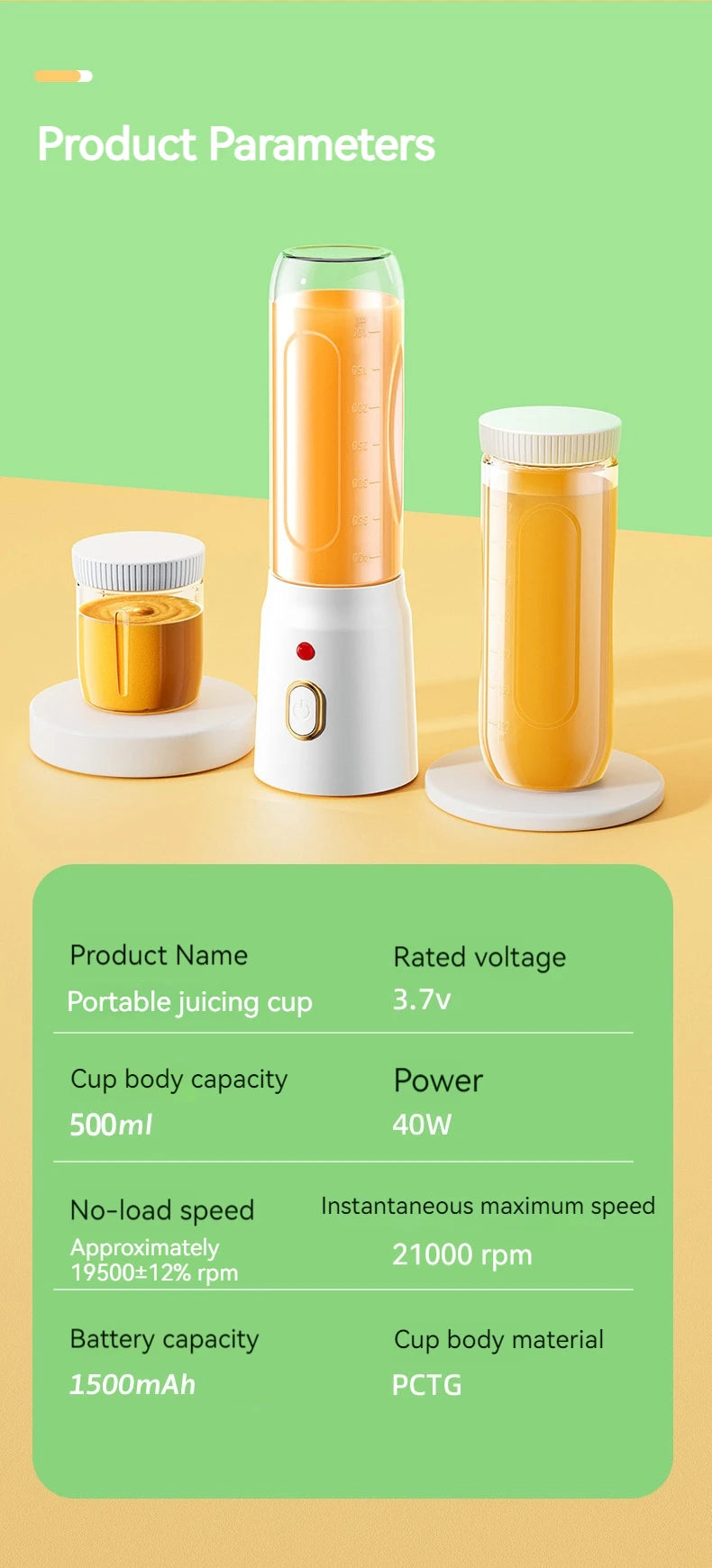 Mixeur de jus de fruits portable,l'énergie fraîche à porter de main
