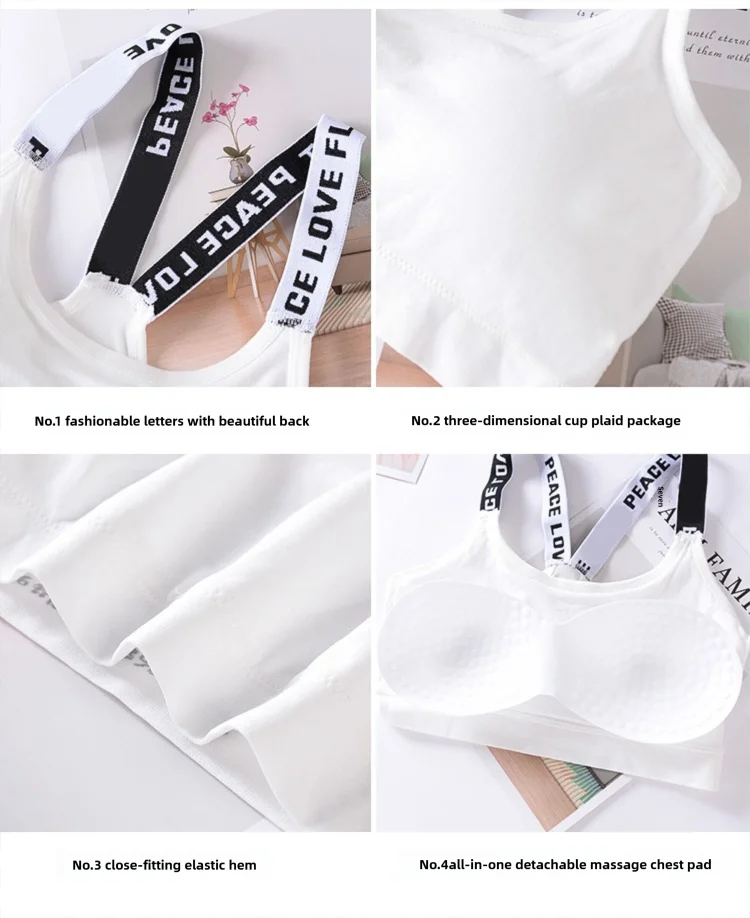 Sous vêtements de sport pour fitness femmes, haut court sans coutures, bretelles larges,