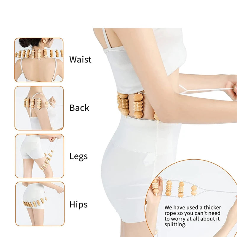 Outil de massage thérapeutique en bois, drainage lymphatique.