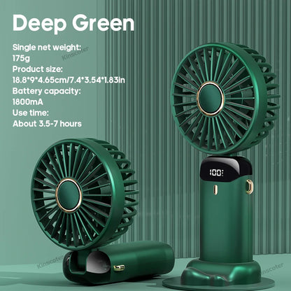 Mini ventilateur portable USB pliable et portable, à suspendre au cou, rechargeable par USB à 5 vitesses, avec support pour téléphone et écran d'affichage
