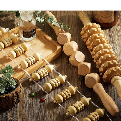 Outil de massage thérapeutique en bois, drainage lymphatique.